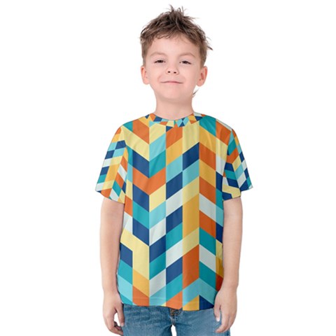 Geometric Retro Wallpaper Kids  Cotton Tee by Nexatart
