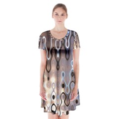 Wallpaper Steel Industry Short Sleeve V-neck Flare Dress by Nexatart