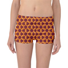 Black And Orange Diamond Pattern Reversible Boyleg Bikini Bottoms by Fractalsandkaleidoscopes
