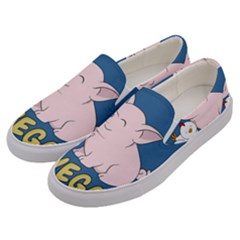 Go Vegan - Cute Pig And Chicken Men s Canvas Slip Ons by Valentinaart