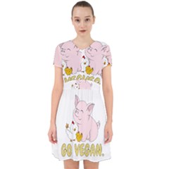 Go Vegan - Cute Pig And Chicken Adorable In Chiffon Dress by Valentinaart