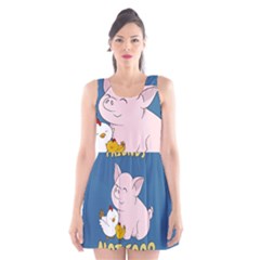 Friends Not Food - Cute Pig And Chicken Scoop Neck Skater Dress by Valentinaart