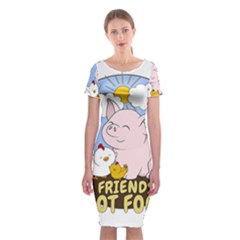 Friends Not Food - Cute Pig And Chicken Classic Short Sleeve Midi Dress by Valentinaart