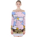 Friends Not Food - Cute Pig and Chicken Long Sleeve Off Shoulder Dress View1