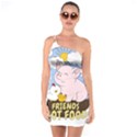 Friends Not Food - Cute Pig and Chicken One Soulder Bodycon Dress View1