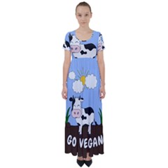 Friends Not Food - Cute Cow High Waist Short Sleeve Maxi Dress by Valentinaart