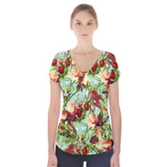 Fruit Blossom Short Sleeve Front Detail Top by snowwhitegirl
