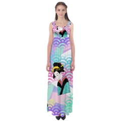 Japanese Abstract Empire Waist Maxi Dress by snowwhitegirl
