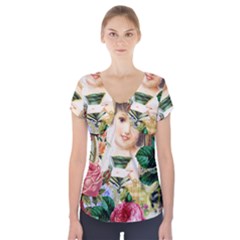Little Girl Victorian Collage Short Sleeve Front Detail Top by snowwhitegirl