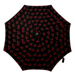 Cherries Black Hook Handle Umbrellas (small) by snowwhitegirl