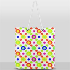 Multicolored Circles Motif Pattern Full Print Rope Handle Tote (large) by dflcprints