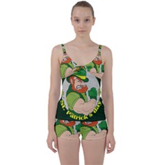 St  Patricks Day Tie Front Two Piece Tankini by Valentinaart