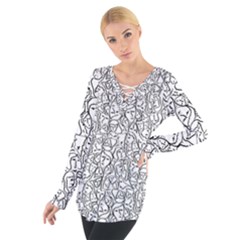 Elio s Shirt Faces In Black Outlines On White Tie Up Tee by PodArtist