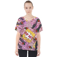 Red Retro Pop V-neck Dolman Drape Top by snowwhitegirl