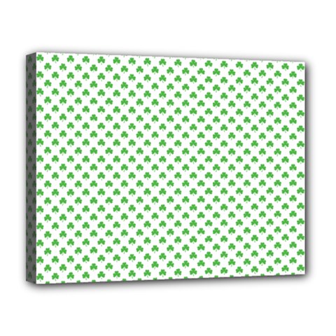 Green Heart-shaped Clover On White St  Patrick s Day Canvas 14  X 11  by PodArtist