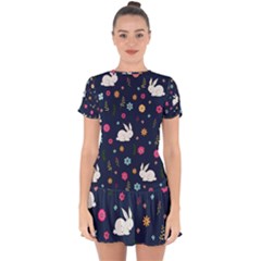 Easter Bunny  Drop Hem Mini Chiffon Dress by Valentinaart
