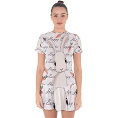 Easter Bunny  Drop Hem Mini Chiffon Dress by Valentinaart