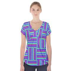 Geometric Textile Texture Surface Short Sleeve Front Detail Top by Nexatart