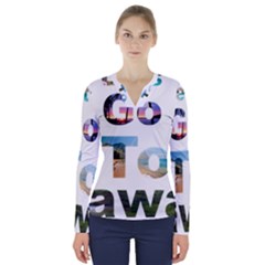 Hawaii V-neck Long Sleeve Top by Howtobead