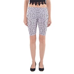 Black And White Ethnic Geometric Pattern Yoga Cropped Leggings by dflcprints