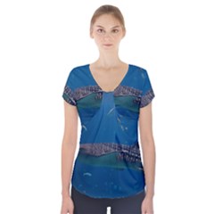 Whale Shark 1 Short Sleeve Front Detail Top by trendistuff