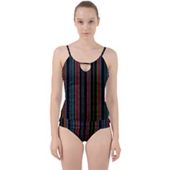 Multicolored Dark Stripes Pattern Cut Out Top Tankini Set by dflcprints