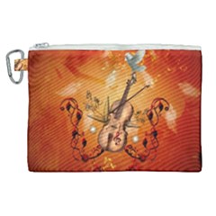 Violin With Violin Bow And Dove Canvas Cosmetic Bag (xl) by FantasyWorld7