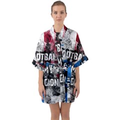 Football Is My Religion Quarter Sleeve Kimono Robe by Valentinaart