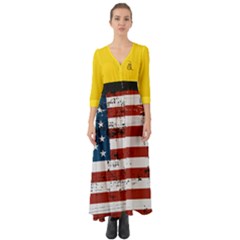 Gadsden Flag Don t Tread On Me Button Up Boho Maxi Dress by snek