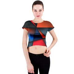 3d And Abstract Crew Neck Crop Top by Sapixe