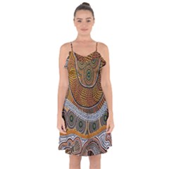 Aboriginal Traditional Pattern Ruffle Detail Chiffon Dress by Sapixe