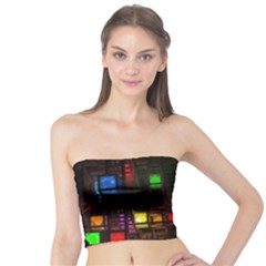 Abstract 3d Cg Digital Art Colors Cubes Square Shapes Pattern Dark Tube Top by Sapixe