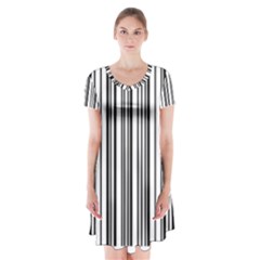 Barcode Pattern Short Sleeve V-neck Flare Dress by Sapixe
