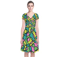 Circle Background Background Texture Short Sleeve Front Wrap Dress by Sapixe