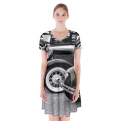 Vehicle Car Transportation Vintage Short Sleeve V-neck Flare Dress by Nexatart