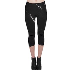 Black Marble Tiles Rock Stone Statues Capri Leggings  by Nexatart