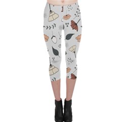 Grey Toned Pattern Capri Leggings  by Nexatart