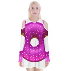 Donut Transparent Clip Art Velvet Long Sleeve Shoulder Cutout Dress by Sapixe