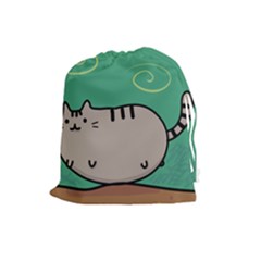 Fat Cat Drawstring Pouches (large)  by Sapixe