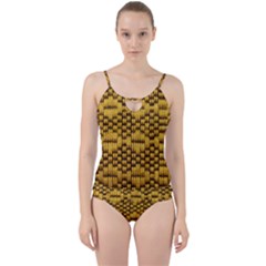 Golden Pattern Fabric Cut Out Top Tankini Set by Sapixe