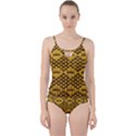 Golden Pattern Fabric Cut Out Top Tankini Set View1