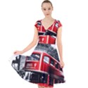 London Bus Cap Sleeve Front Wrap Midi Dress View1