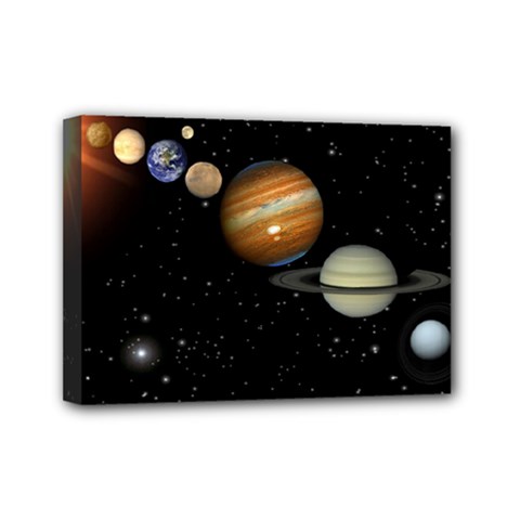 Outer Space Planets Solar System Mini Canvas 7  X 5  by Sapixe