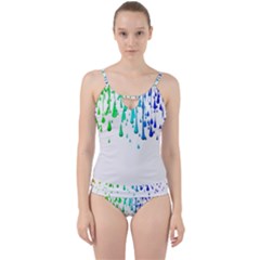Paint Drops Artistic Cut Out Top Tankini Set by Sapixe