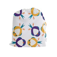 Pattern Circular Birds Drawstring Pouches (extra Large) by Sapixe