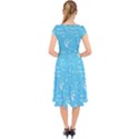 Santa Christmas Collage Blue Background Cap Sleeve Front Wrap Midi Dress View2