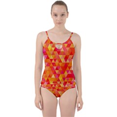 Triangle Tile Mosaic Pattern Cut Out Top Tankini Set by Sapixe