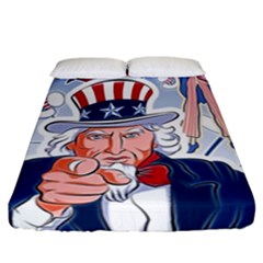 United States Of America Celebration Of Independence Day Uncle Sam Fitted Sheet (california King Size) by Sapixe