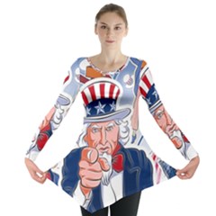 United States Of America Celebration Of Independence Day Uncle Sam Long Sleeve Tunic  by Sapixe
