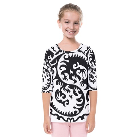 Ying Yang Tattoo Kids  Quarter Sleeve Raglan Tee by Sapixe